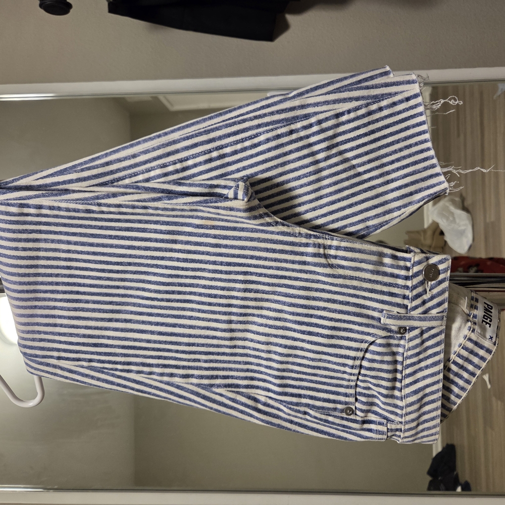 Blue and White Striped Jeans